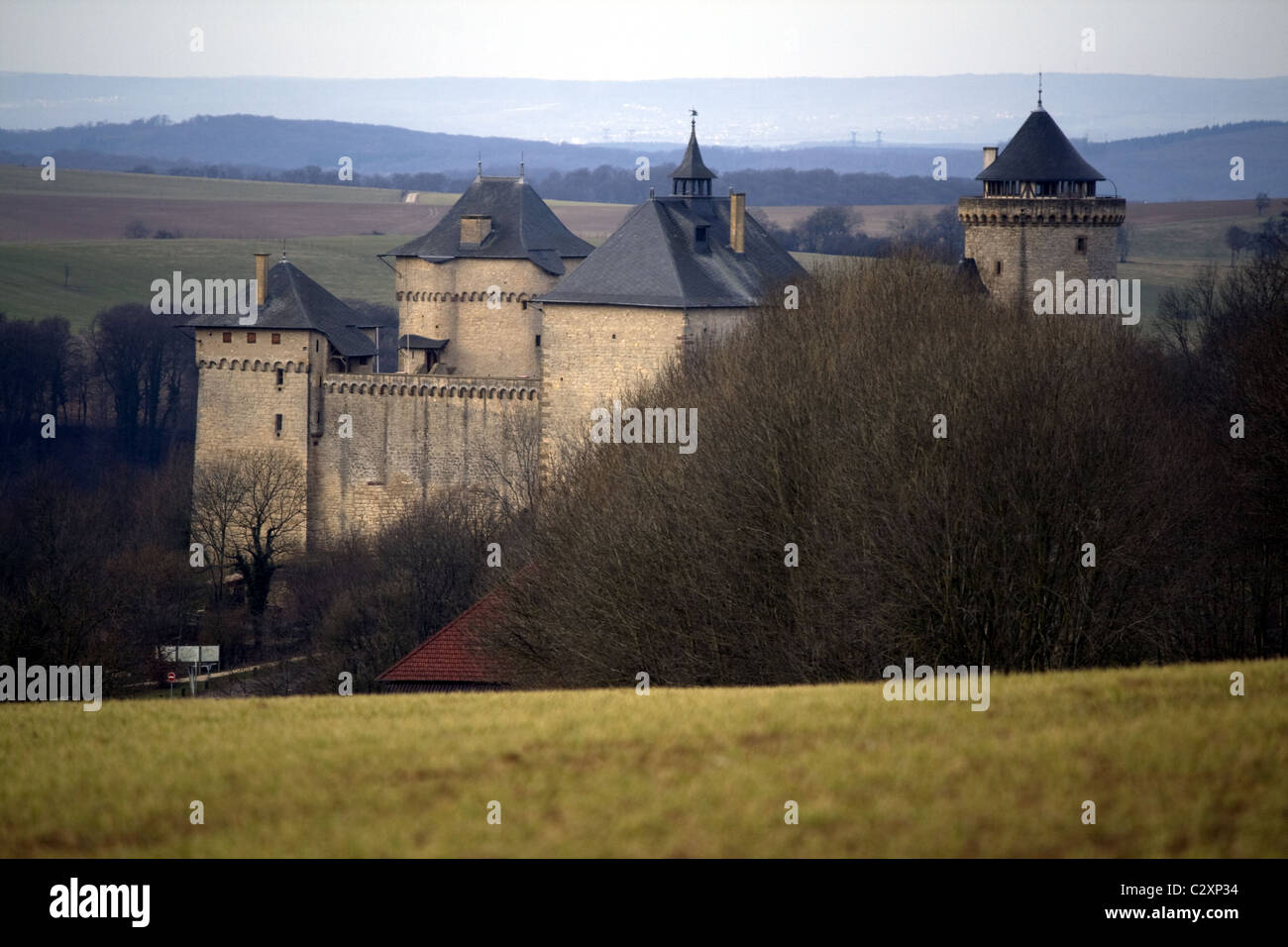 Burg Malbrouck Manderen, Lothringen, Frankreich Stockfoto