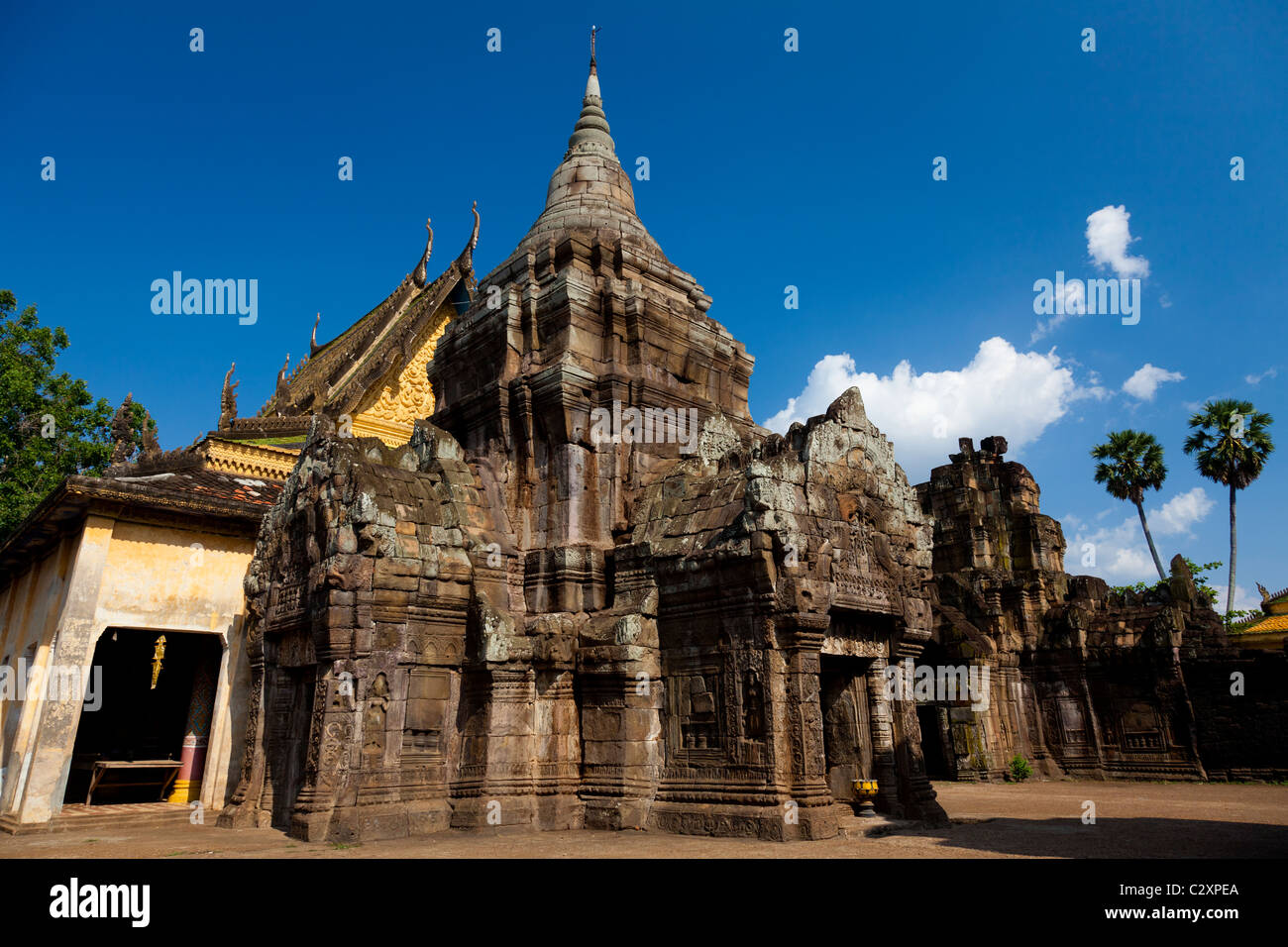 Alten Tempelruinen von Wat Nokor - Provinz Kampong Cham, Kambodscha Stockfoto