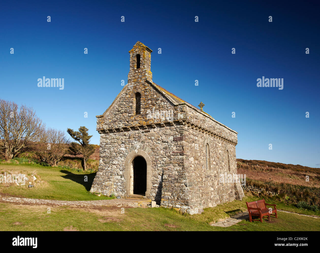 Kapelle der Muttergottes und St Non, in der Nähe von St Davids, Pembrokeshire, Wales, UK Stockfoto