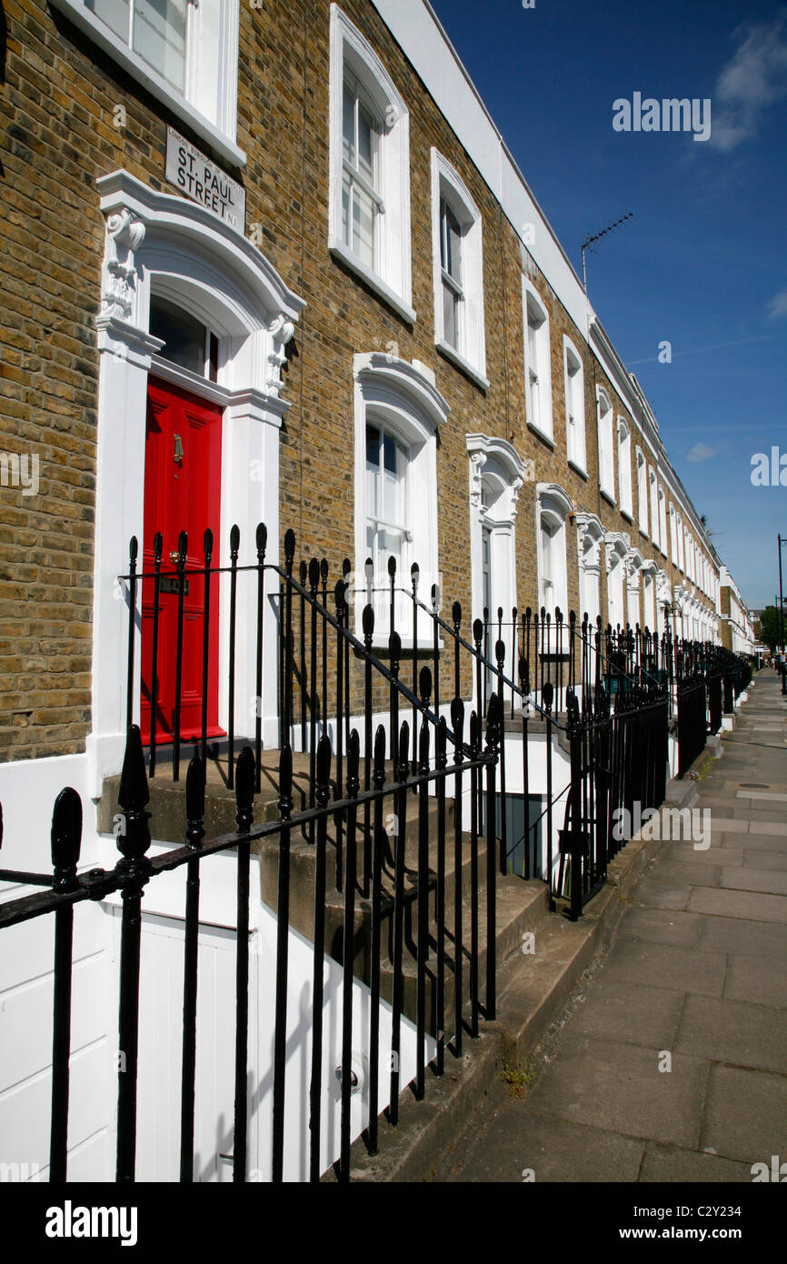 Georgische Terrasse Gehäuse auf St. Paul Street, Islington, London, UK Stockfoto