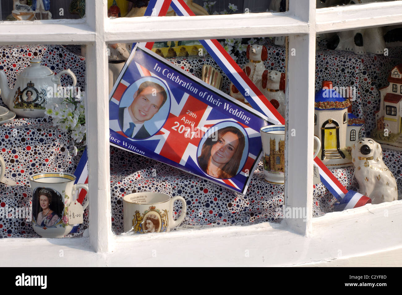 Shop-Schaufenster für Prinz William Hochzeit Stockfoto