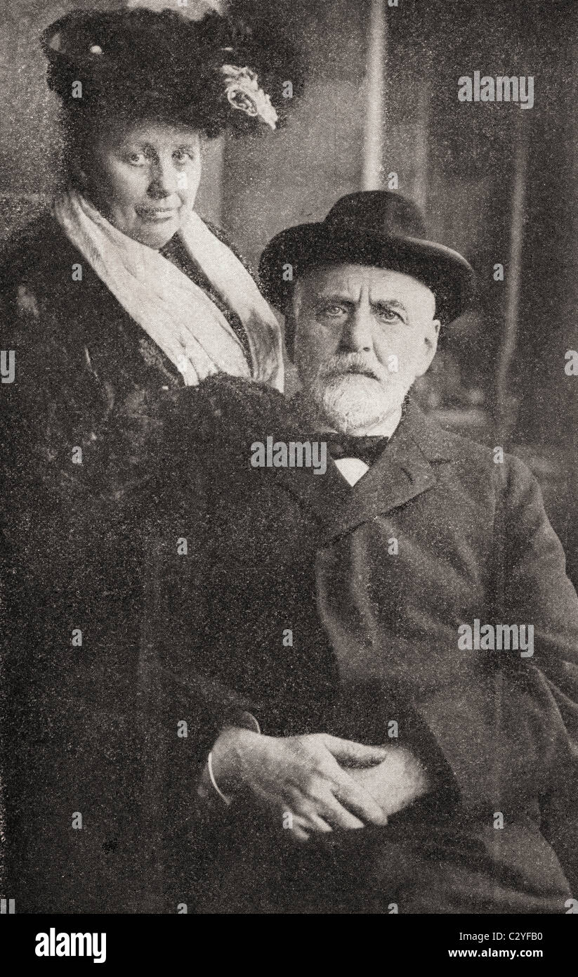 William T Stead, 1849-1912. Britischer Journalist, Verleger und sozialen Crusader. Hier mit seiner Frau gesehen. Stockfoto
