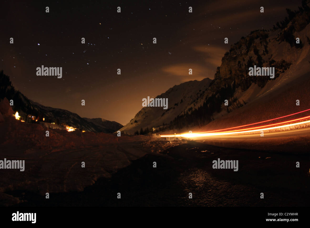Langzeitbelichtung in den Bergen Stockfoto
