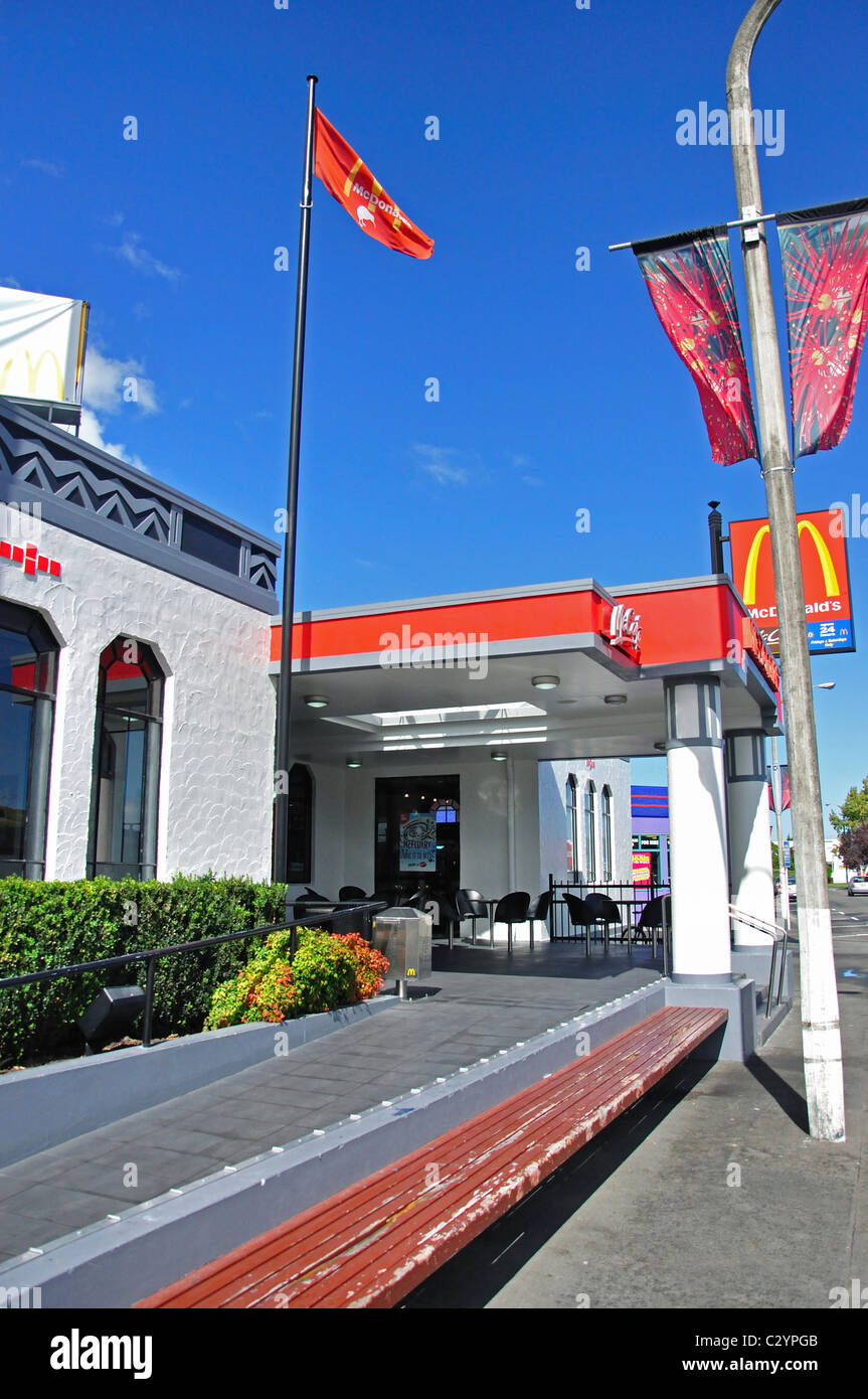 Art Deco McDonald's Restaurant, Taradale, City of Napier, Hawke's Bay, North Island, Neuseeland Stockfoto