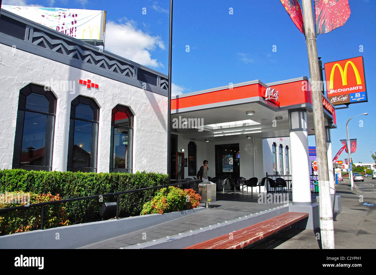 Art Deco McDonald's Restaurant, Taradale, City of Napier, Hawke's Bay, North Island, Neuseeland Stockfoto