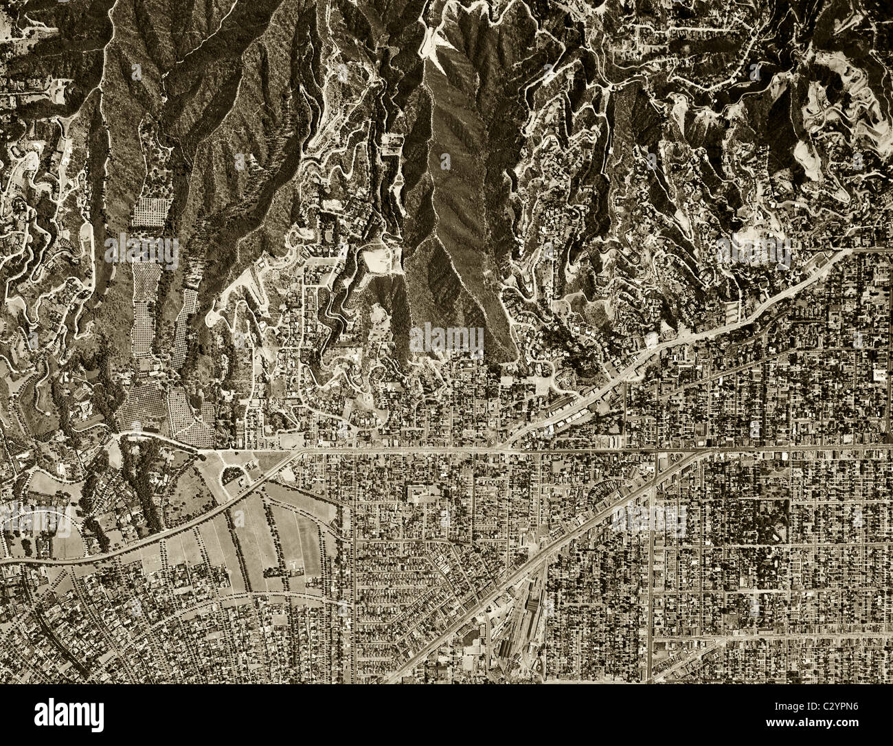 historische Luftbilder Kartenansicht über Beverly Hills Los Angeles Kalifornien 1948 Stockfoto