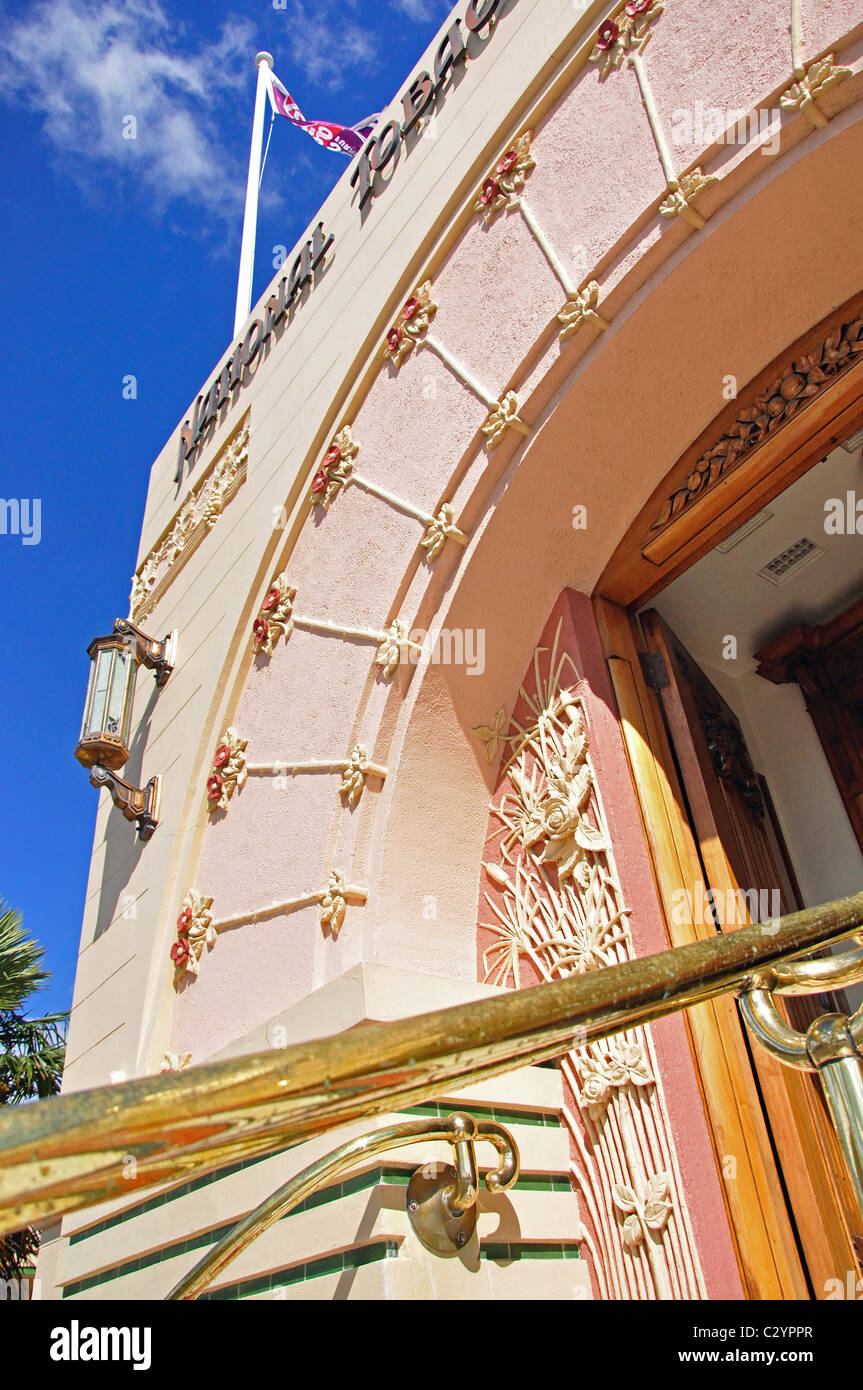 National Tobacco Company Art Deco Building Detail, Napier, Hawke's Bay, North Island, Neuseeland Stockfoto