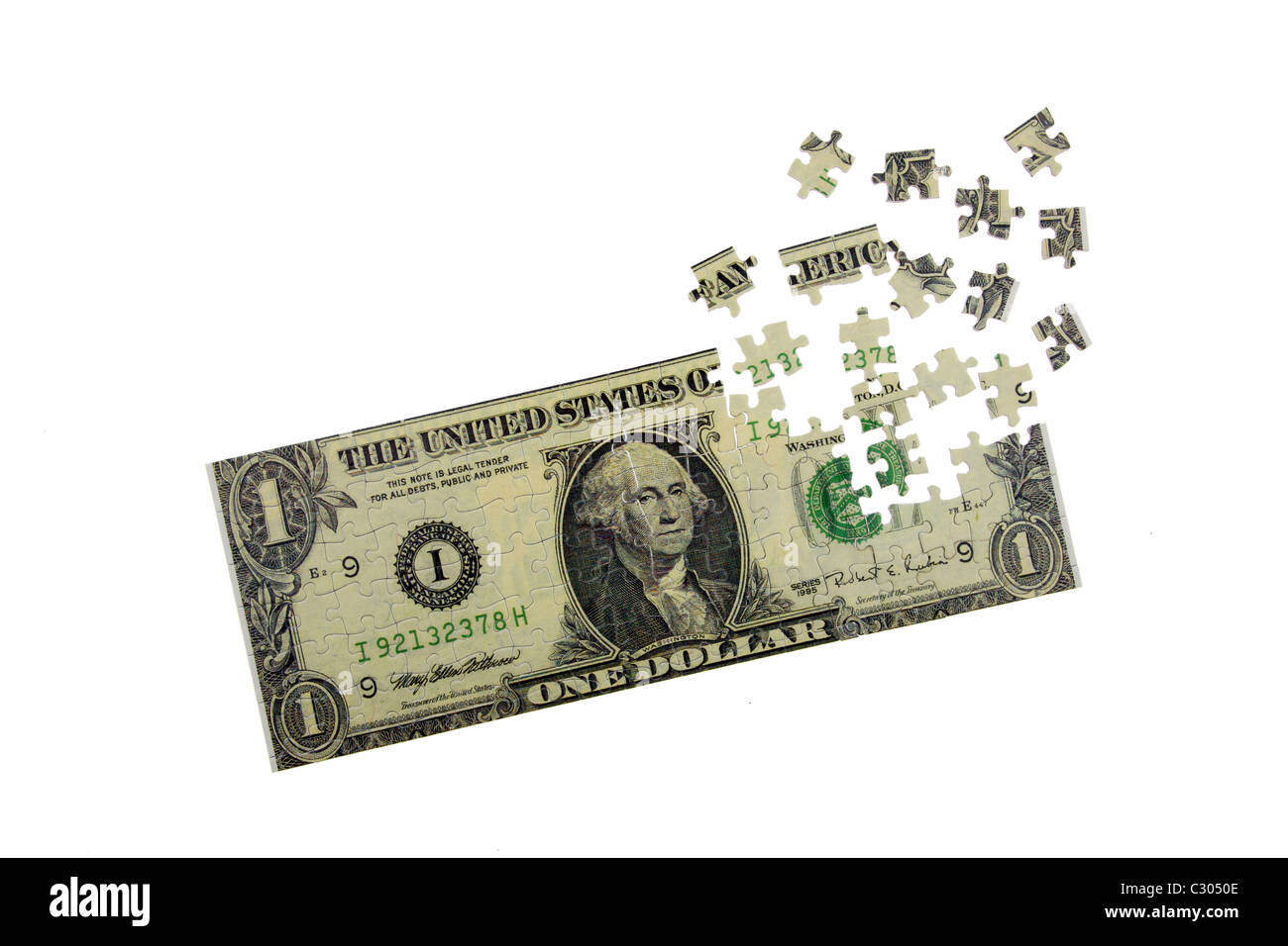 Dollar-Schein wie ein puzzle Stockfoto