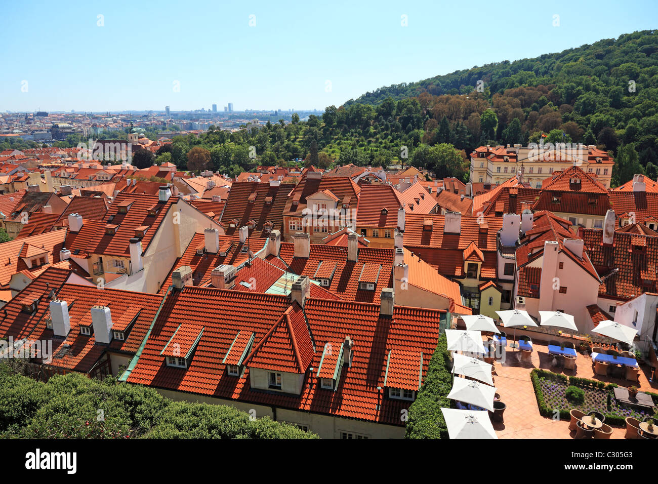 Stadtbild von alten Prag aus hohen Aussichtspunkt. Stockfoto