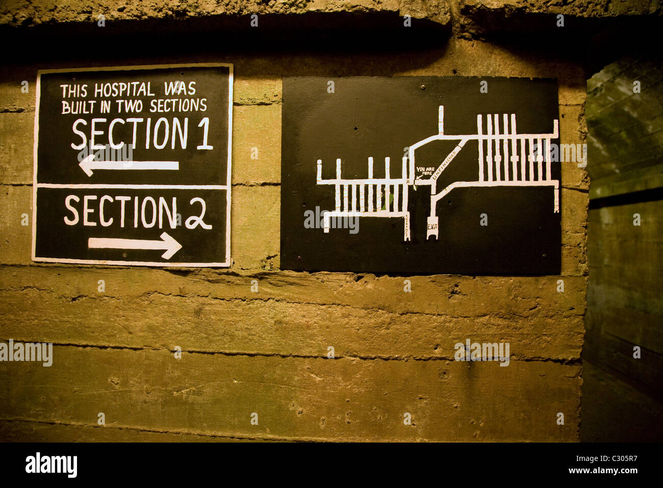 Unterirdische Bundeswehr Krankenhaus Guernsey Kanalinseln Stockfoto