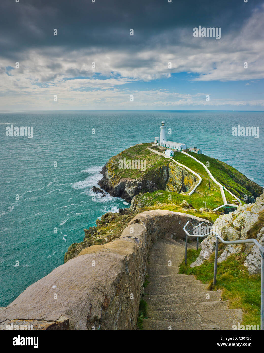 South Stack (Walisisch: Ynys Lawd) ist eine Insel direkt an der Holy Island Stockfoto