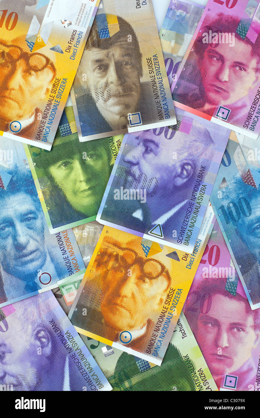 Papiergeld aus der Schweiz Stockfoto