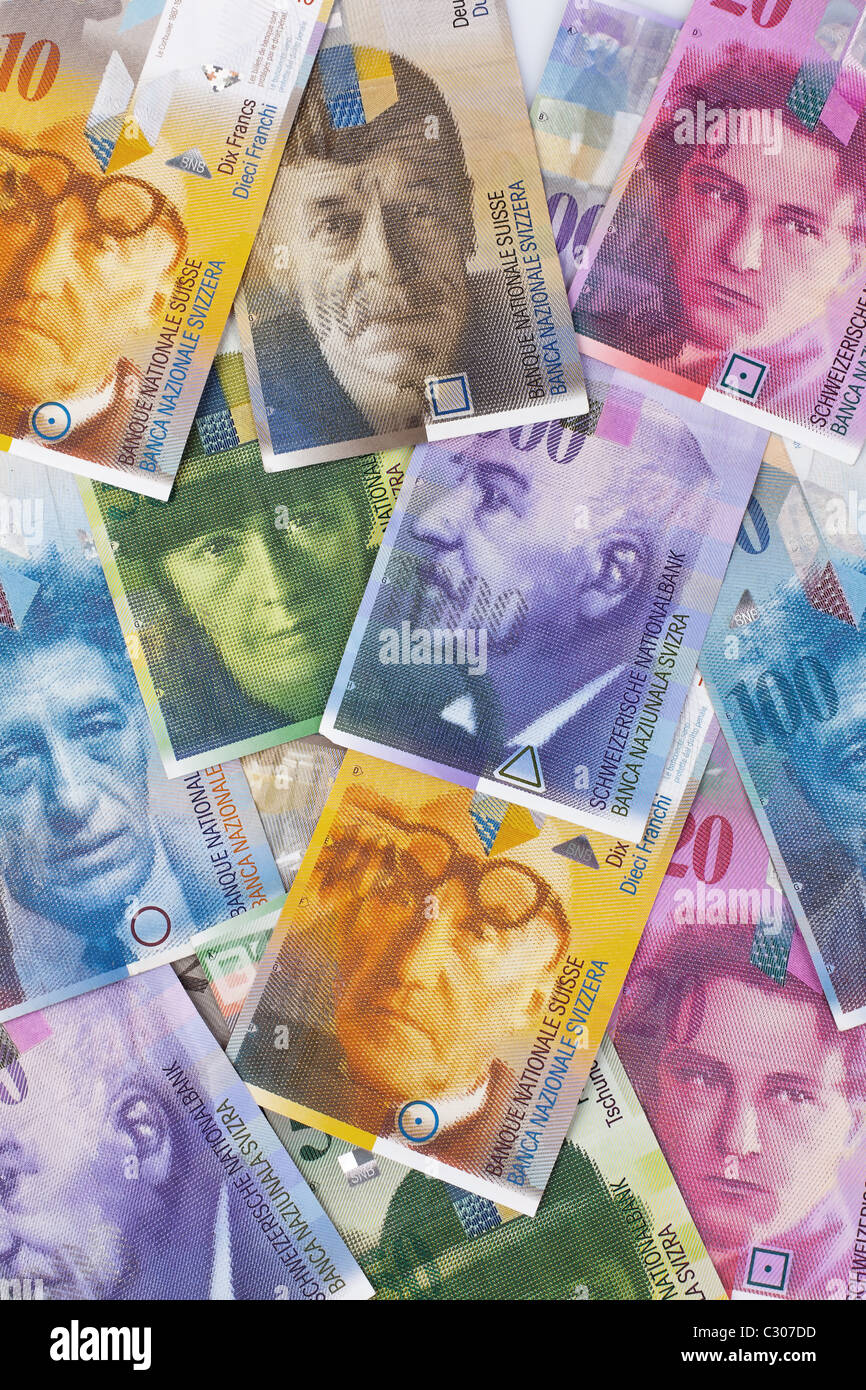 Papiergeld aus der Schweiz Stockfoto