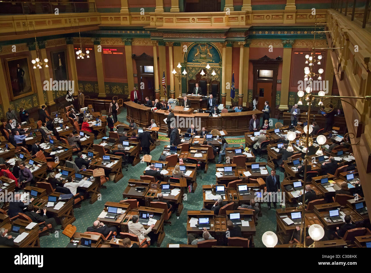 Lansing, Michigan - The Michigan House Of Representatives in der Sitzung. Stockfoto