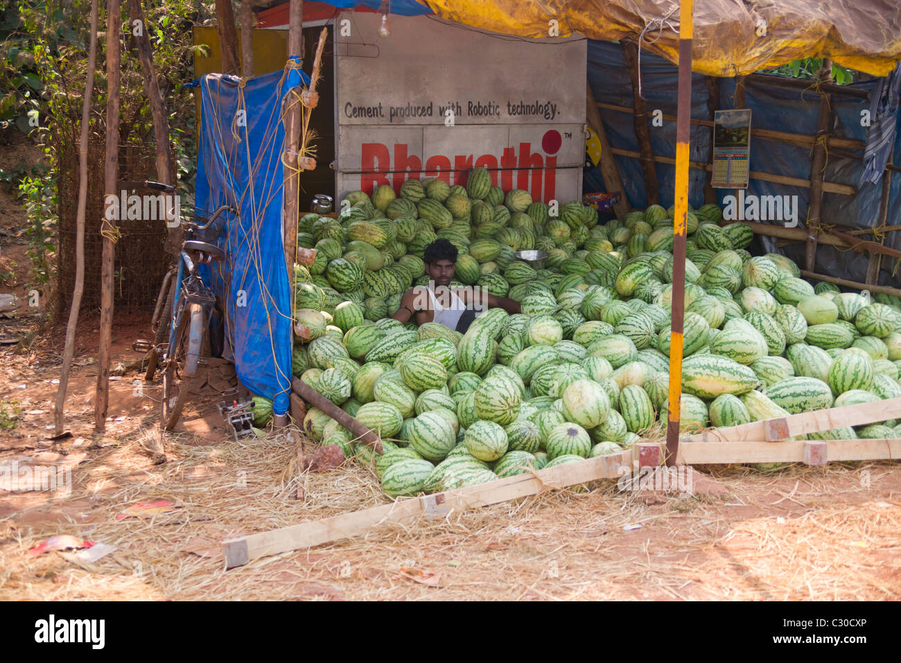 Die Wassermelone-Verkäufer Stockfoto