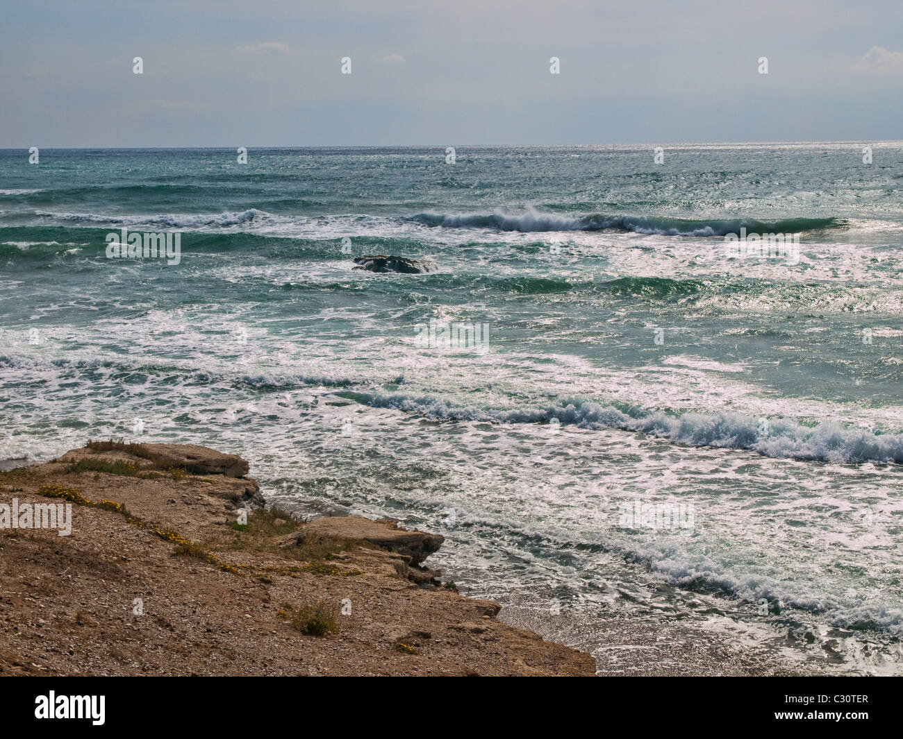 Strand von Pueblo Indalo, Mojácar, Almeria (Spanien) Stockfoto