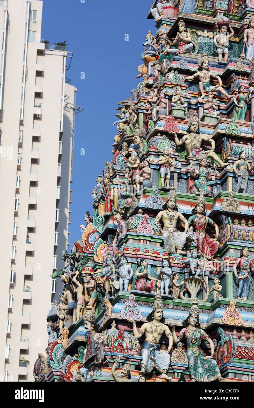 Sri Srinivasa Perumal Tempel an der Serangoon Road in Little India. Singapur, Süd-Ost-Asien, Asien Stockfoto