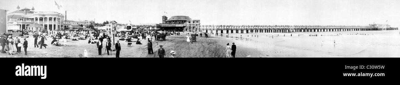 Long Beach Pier Panorama-Foto, Long Beach, Kalifornien, ca. 1907 Stockfoto