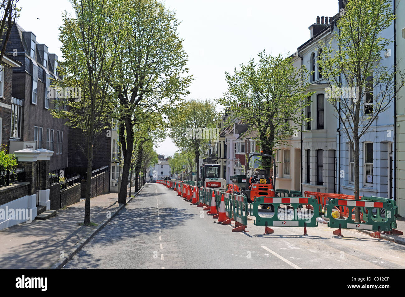 Baumaßnahmen in Brighton East Sussex wegen Erneuerung von Gasleitungen UK Stockfoto