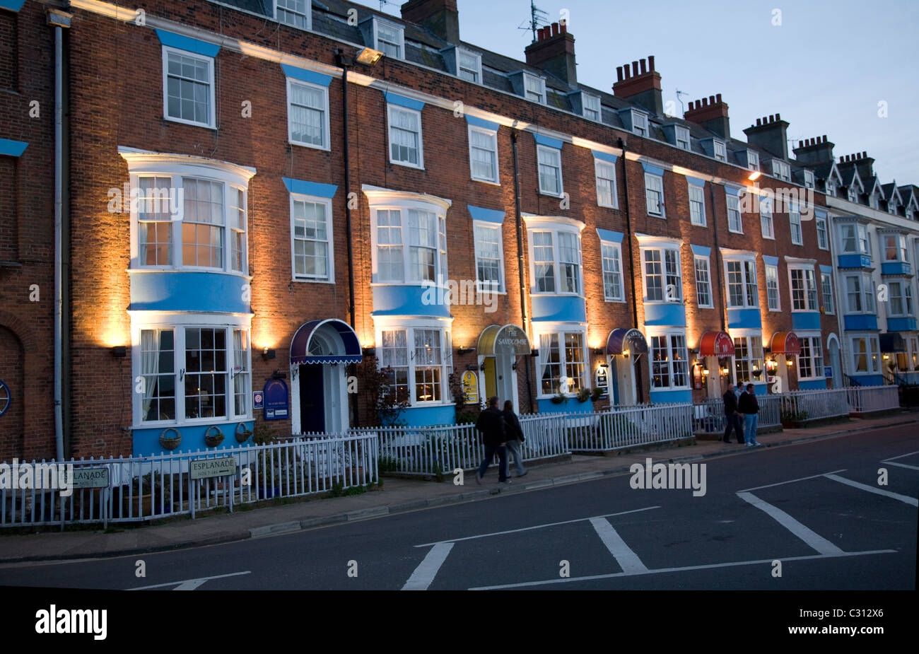 Zeile Pensionen Hotels Esplanade Weymouth Dorset-England Stockfoto