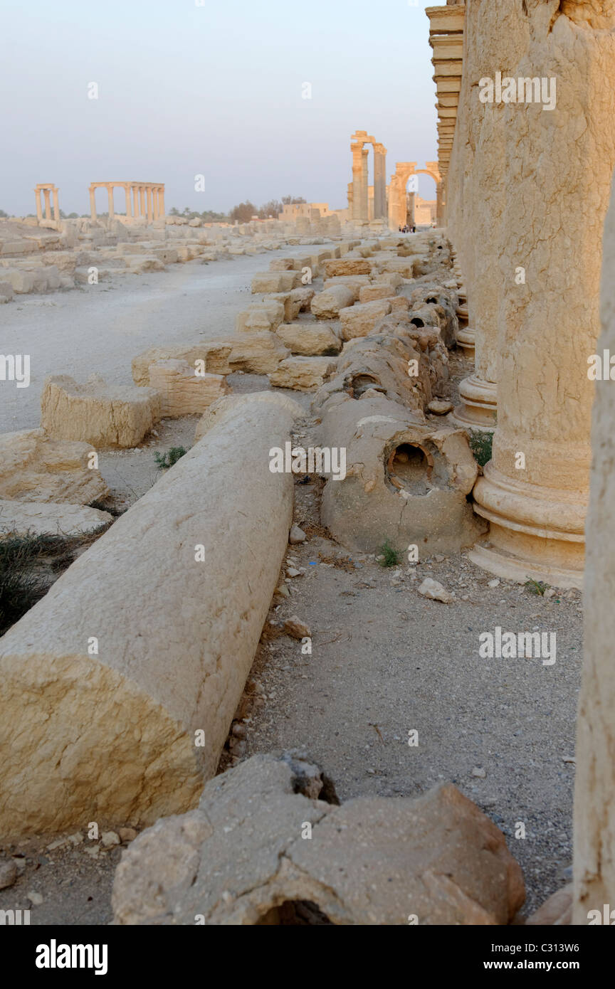 Palmyra. Syrien. Bestandteil der Drainagerohre und System, das die große Kolonnade Street Linien Stockfoto