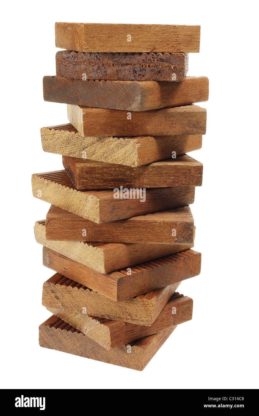 Stapel von Holzpflaster Stockfoto