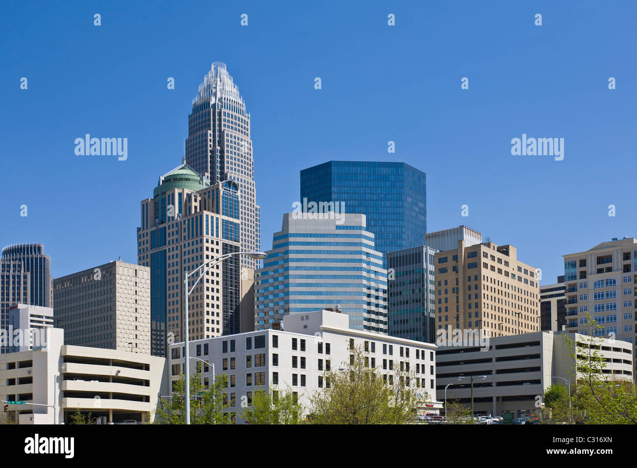 City Skyline der Innenstadt von Charlotte, North Carolina Stockfoto