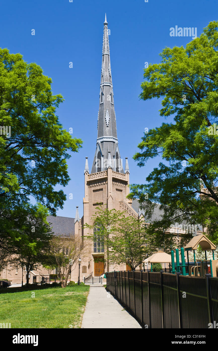 Ersten presbyterianischen Kirche in der Innenstadt von Charlotte, North Carolina Stockfoto