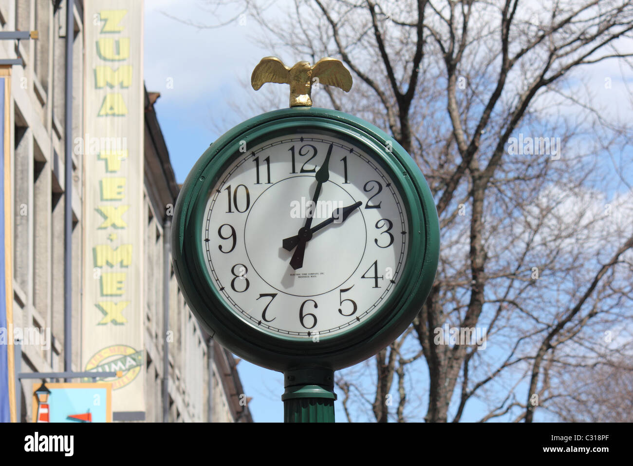 Die Zeit vergeht in Quincy Market in Boston. Stockfoto