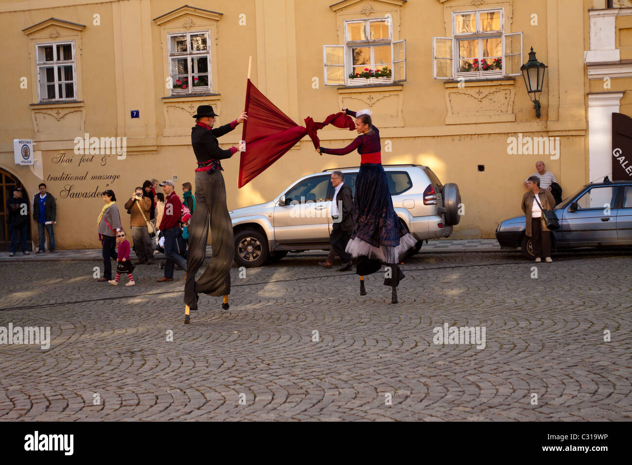 Straßenunterhaltung in Prag Stockfoto