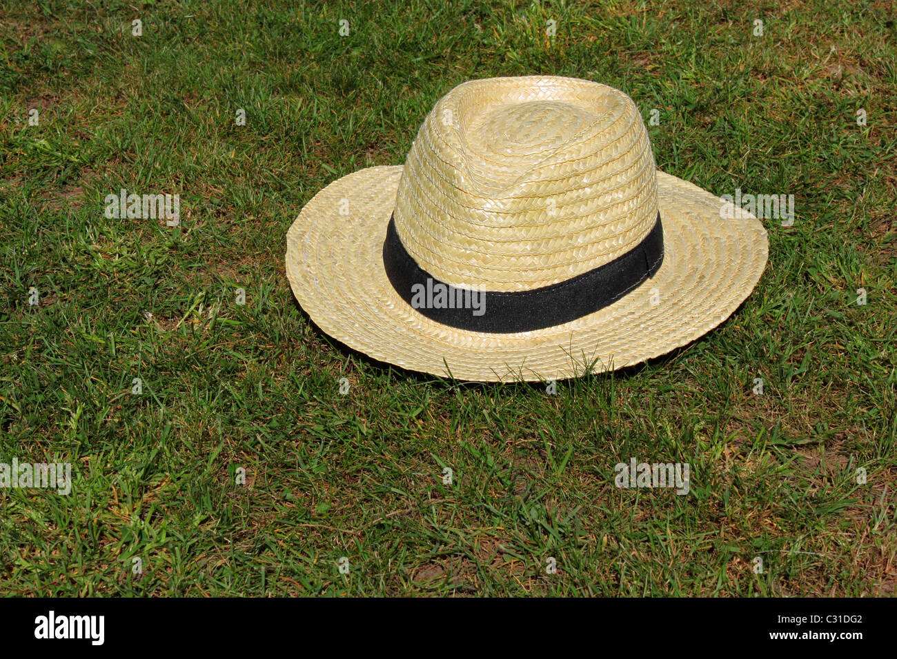 Ein Fedora Art Hut auf Gras Stockfoto