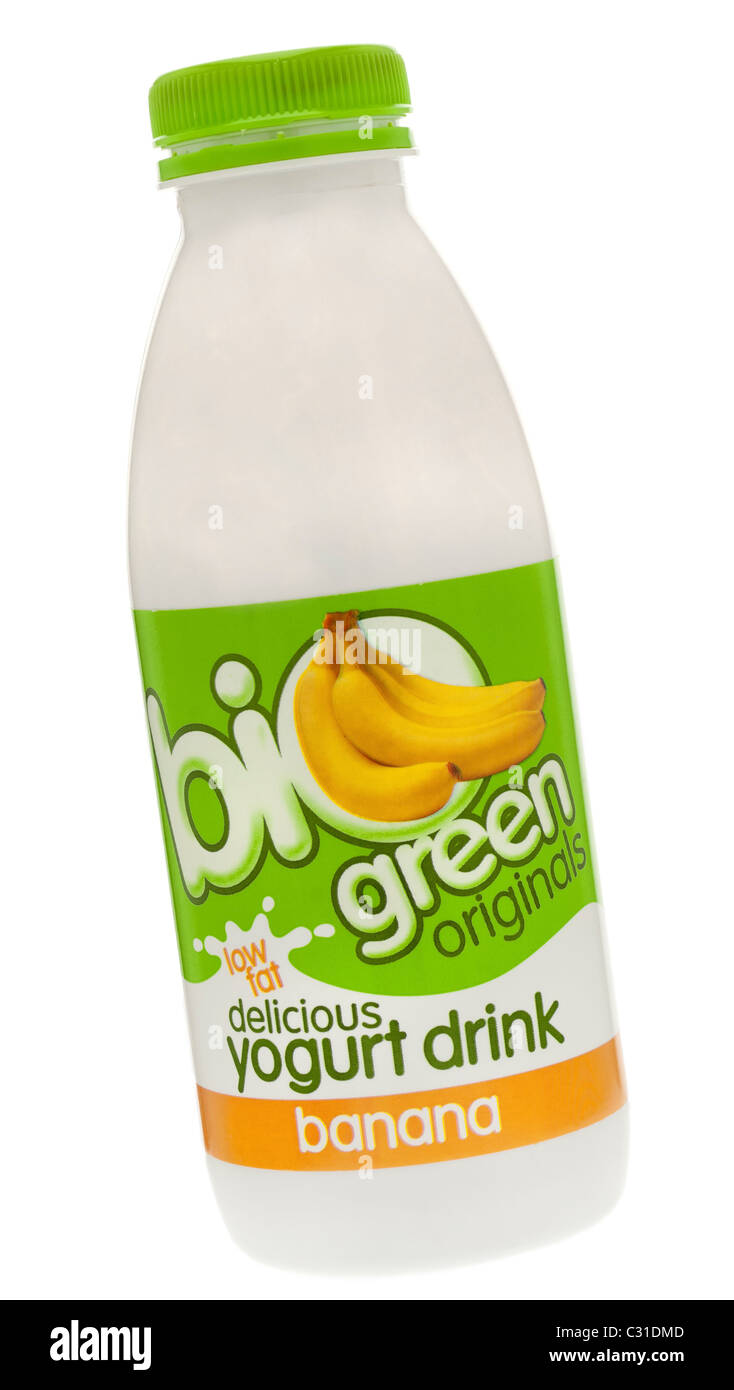 Flasche Bio grüne originale Banane Joghurt Drink Stockfoto