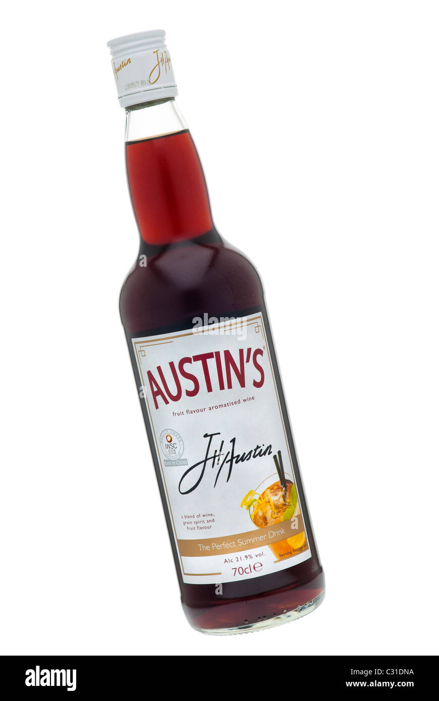 Flasche Austins Frucht Geschmack Wein Stockfoto