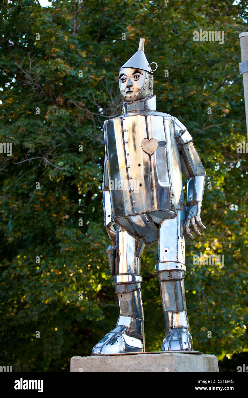 Die Statue der Blechmann aus der Zauberer von Oz im Oz-Park in Chicago, IL, USA. Stockfoto