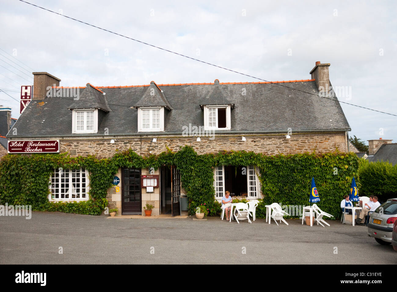 Hotel Restaurant Bosher Porz auch Bretagne Frankreich Stockfoto