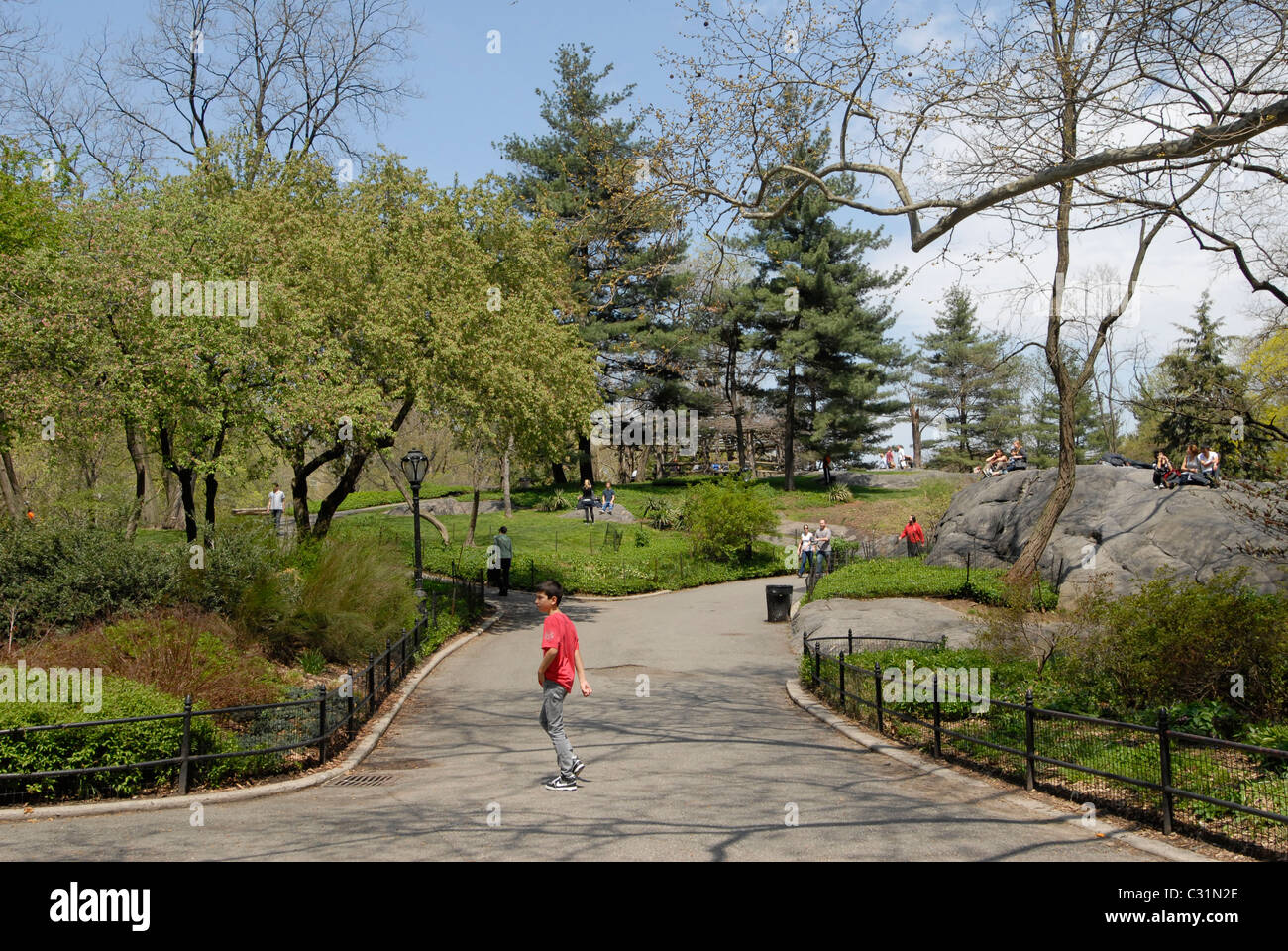 Ein Eingang zum Central Park New York an der 59th Street Stockfoto