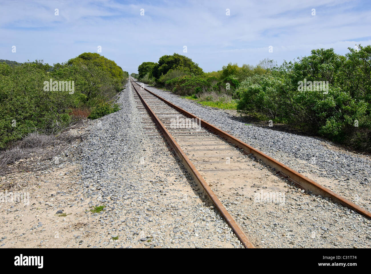 Alte Schienen befindet sich in Wilder Ranch State Park. Stockfoto