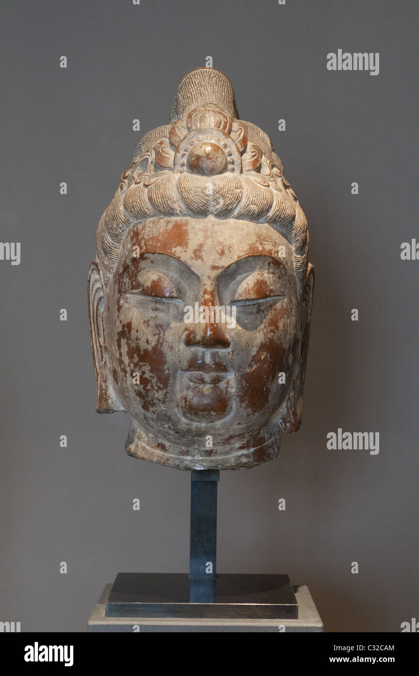 Buddha Kopf XV th Jahrhundert Ming Dynastie - China Cernuschi Museum - Paris Stockfoto