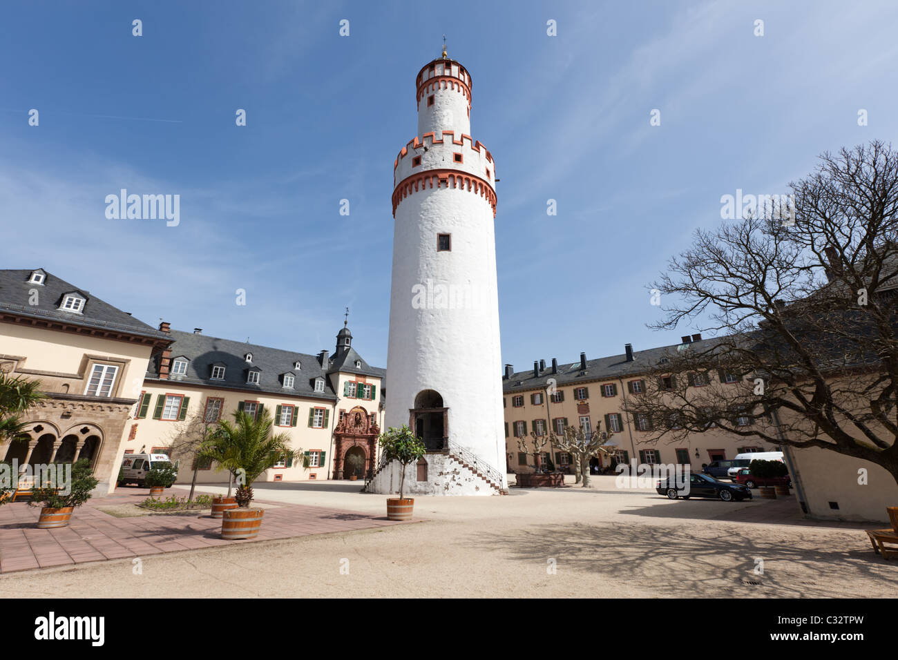 Den Hof und den Turm von Bad Homburg Schloss, befindet sich in der beliebten Kurstadt vor den Toren Frankfurt. Stockfoto