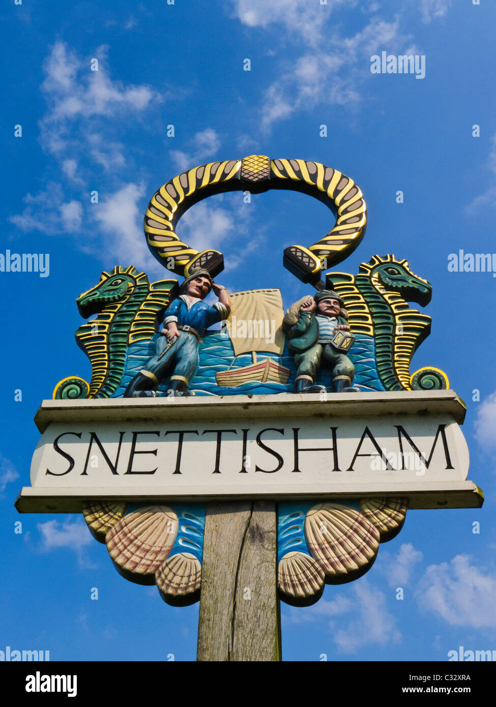 Das Dorf melden bei Snettisham, Norfolk. Stockfoto