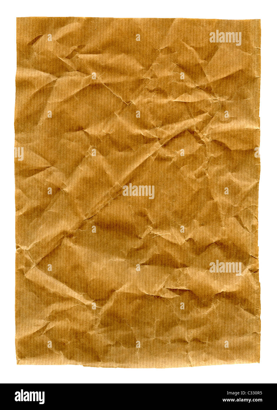 Zerknittertes Papier isoliert Stockfoto