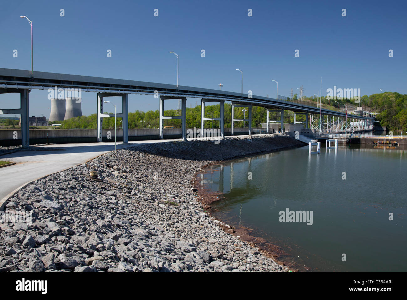 Watts Bar Dam und nukleare Kraftwerk Watts Bar Stockfoto