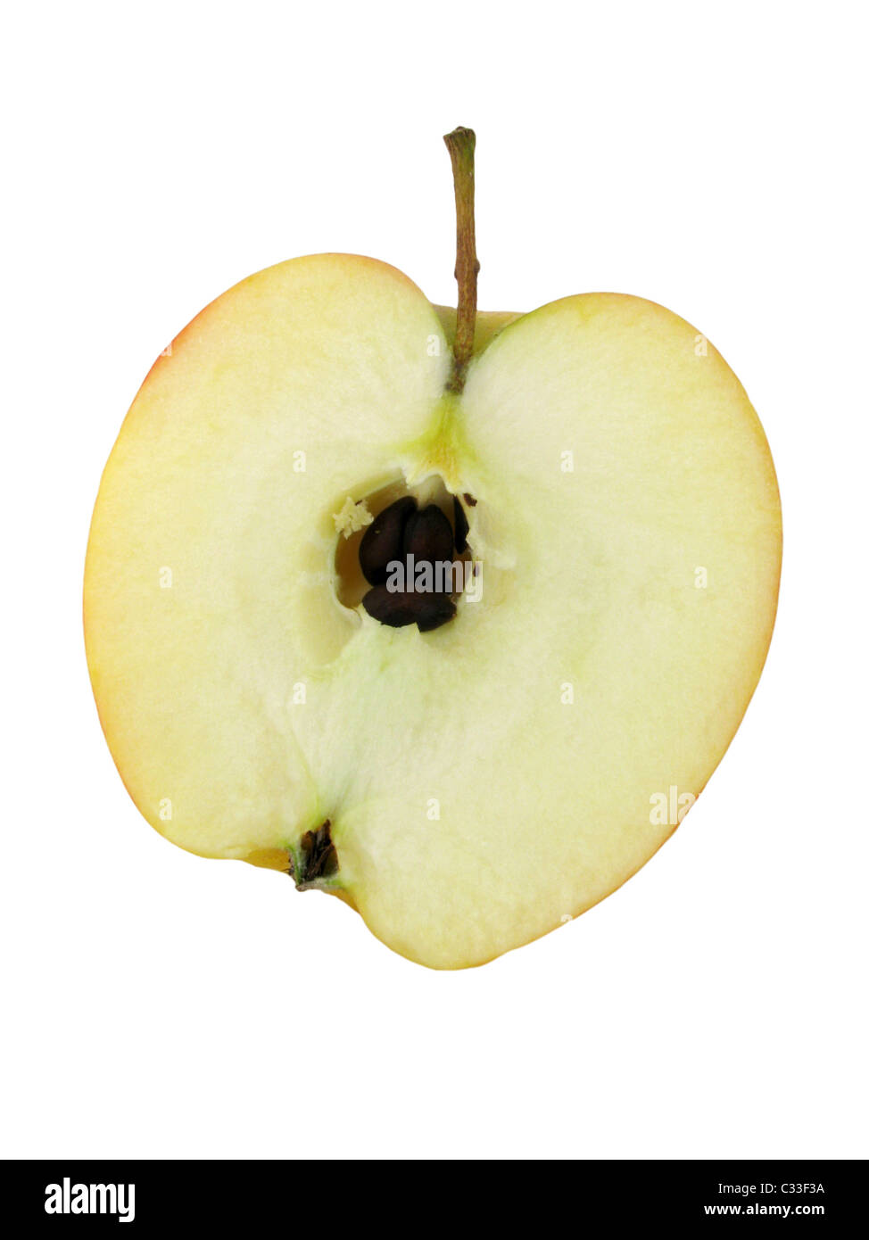 die Hälfte der Apfel isoliert auf weißem Hintergrund Stockfoto