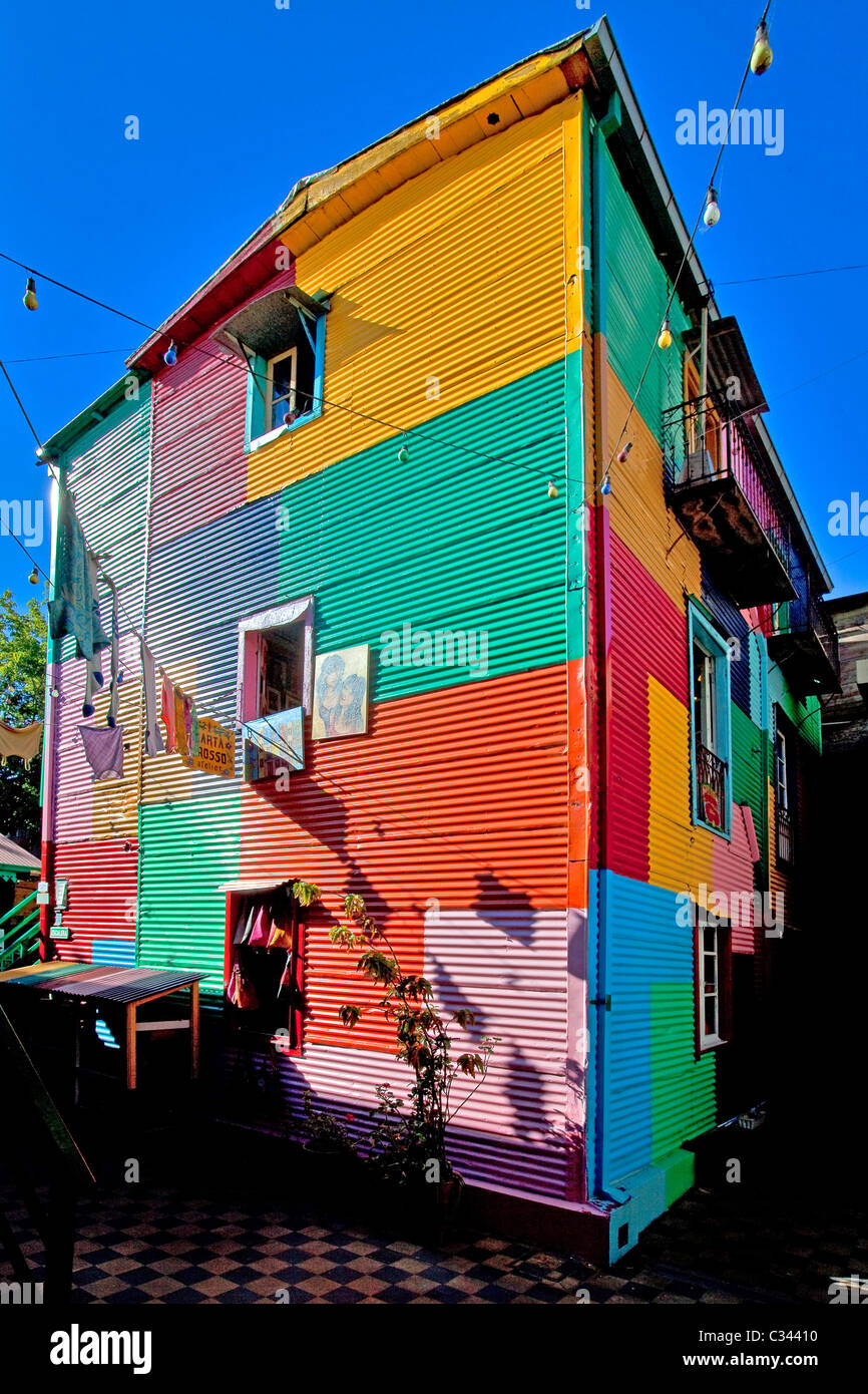 Caminito Street, La Boca Nachbarschaft, Buenos Aires, Argentinien. Stockfoto