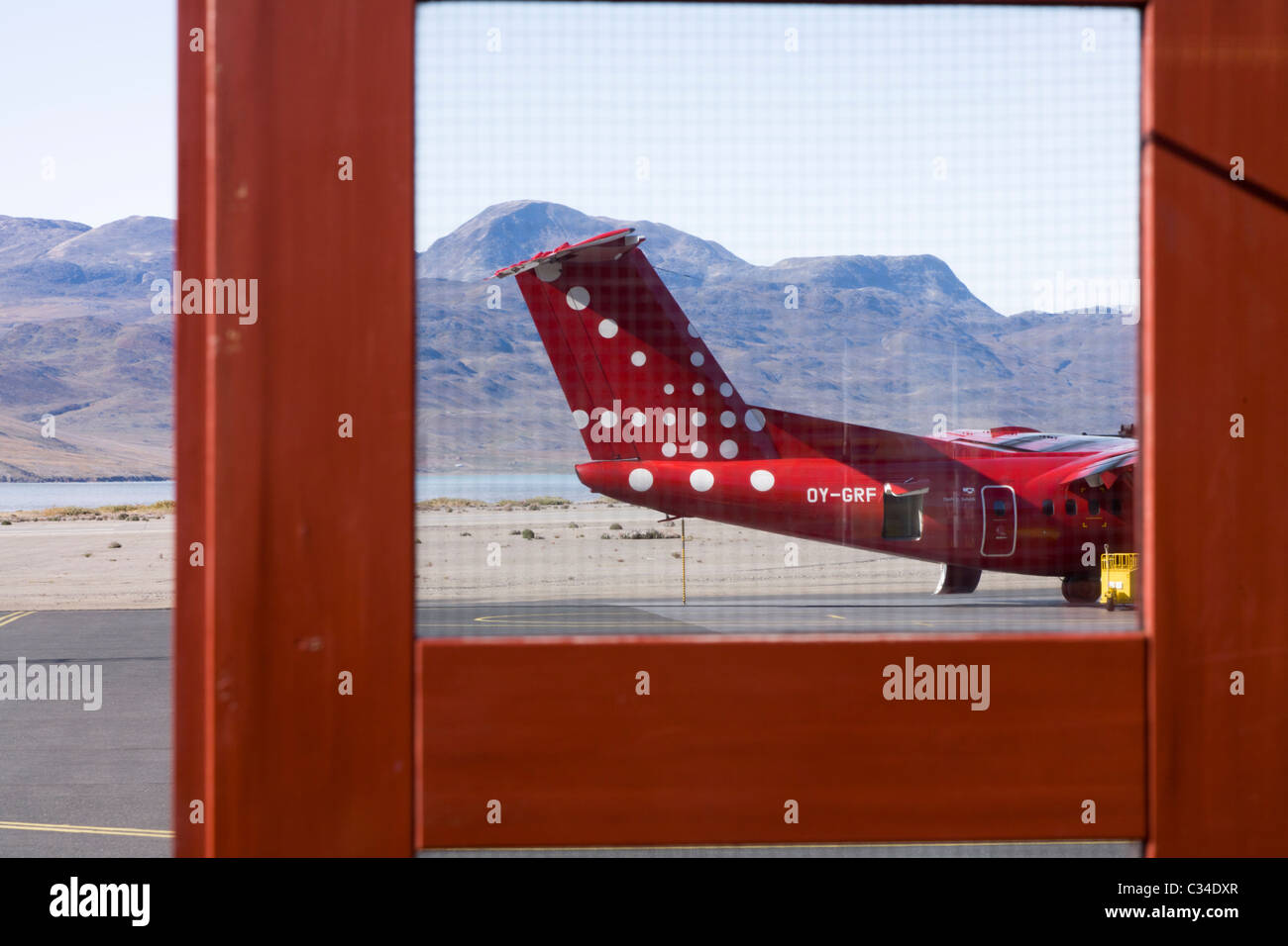 Grönland-Flugzeug am Narsarsuaq Flughafen Süd-Grönland Stockfoto