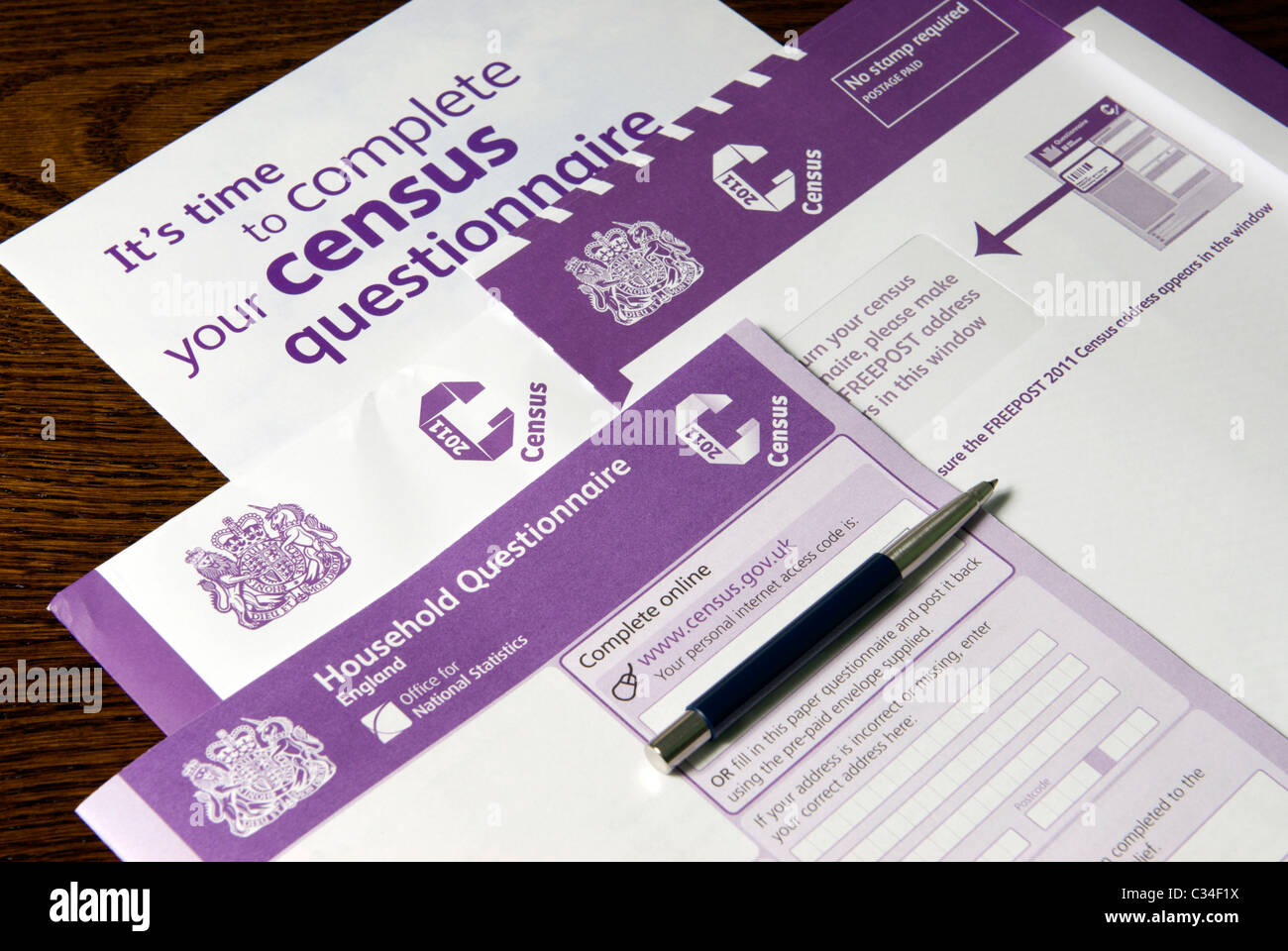 Briefpapier für die Volkszählung Fragebogen 2011 Stockfoto