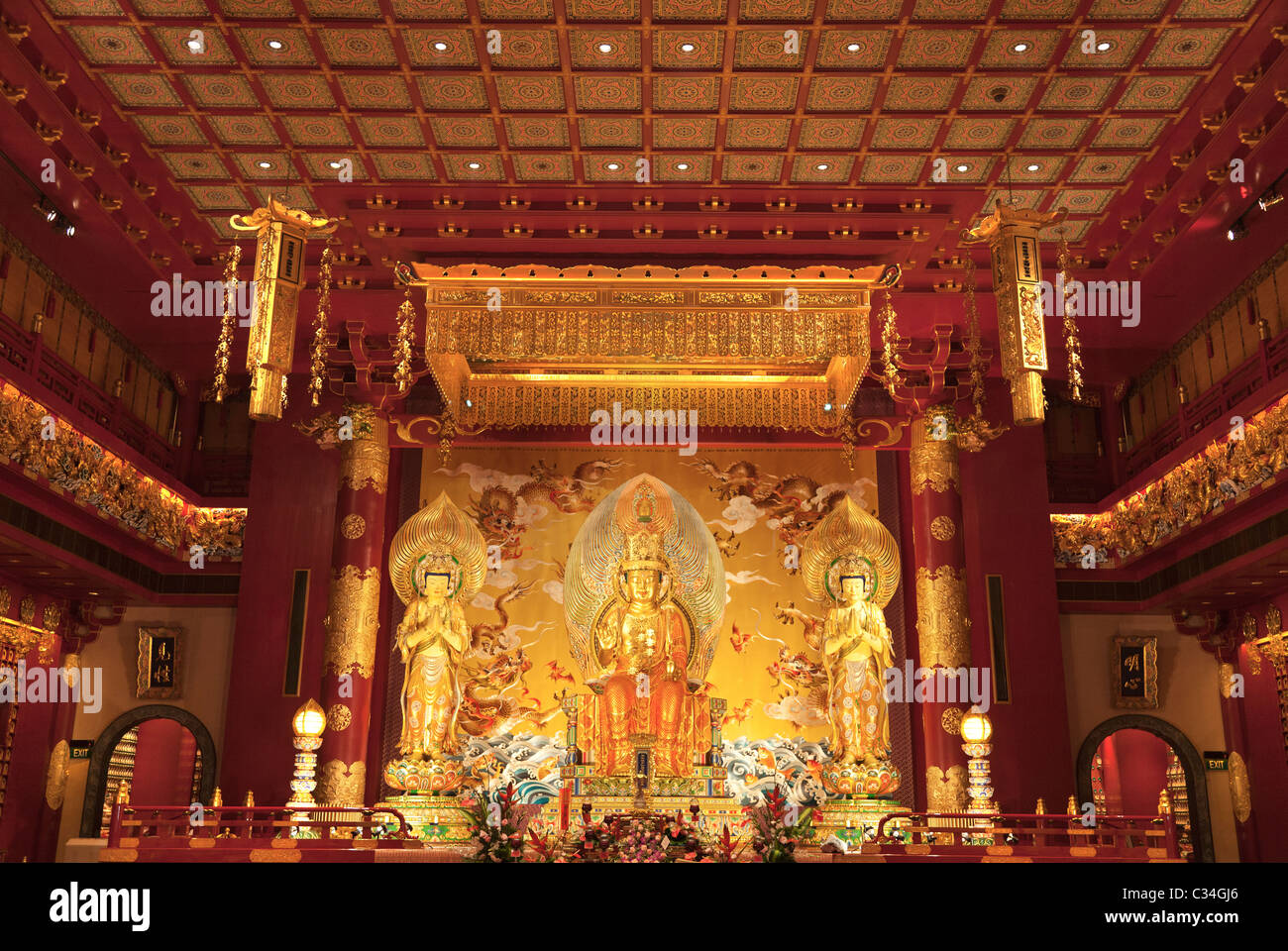 Schrein Buddhas Tooth Temple, Chinatown Singapur 3 Stockfoto