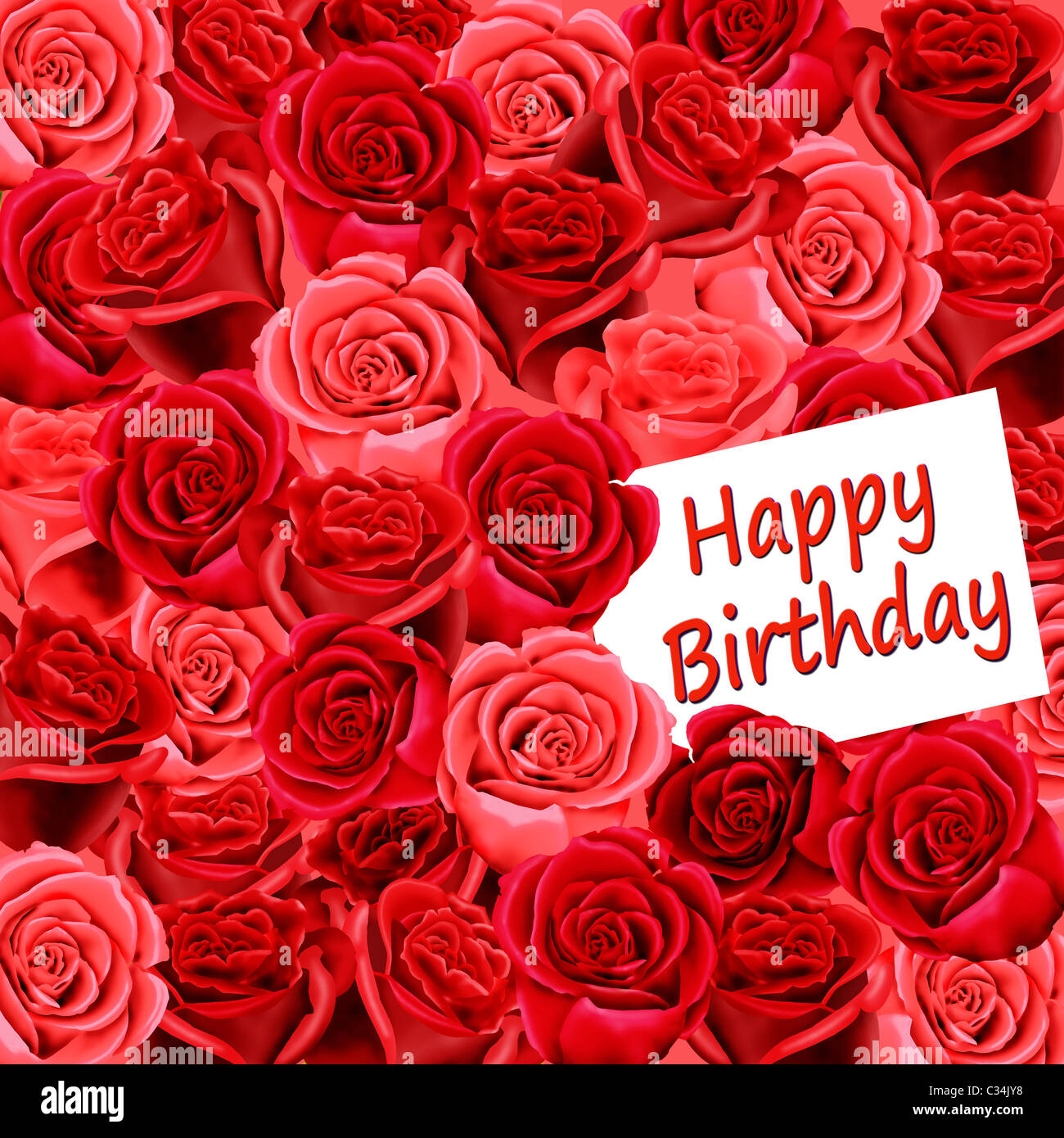 Geburtstagskarte mit Rosen und alles Gute zum Geburtstag