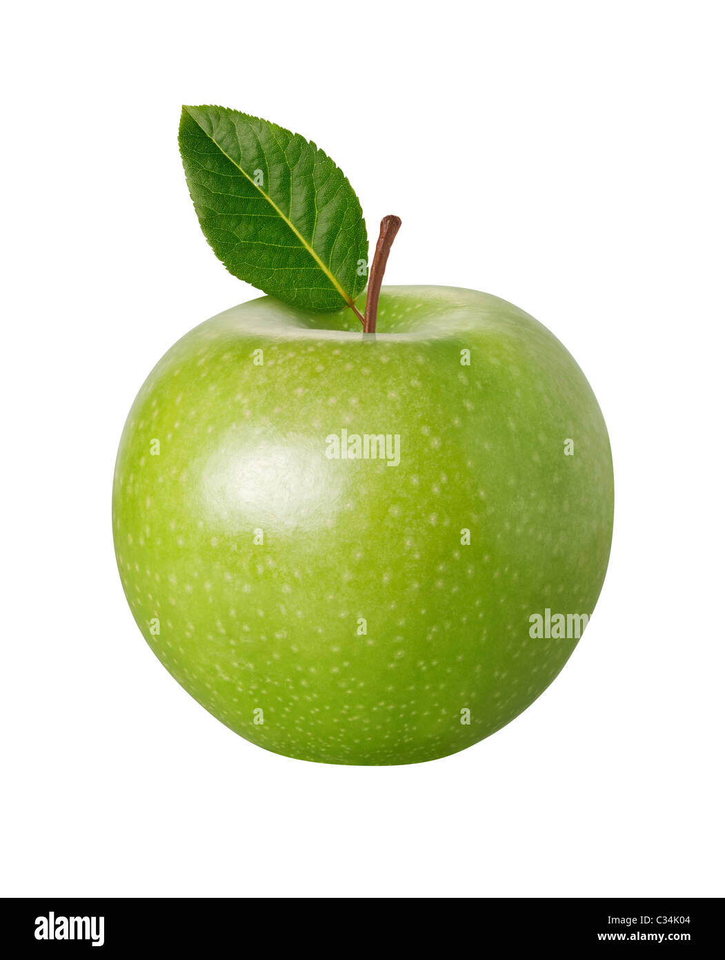 Green Apple isoliert auf weißem Hintergrund. Stockfoto