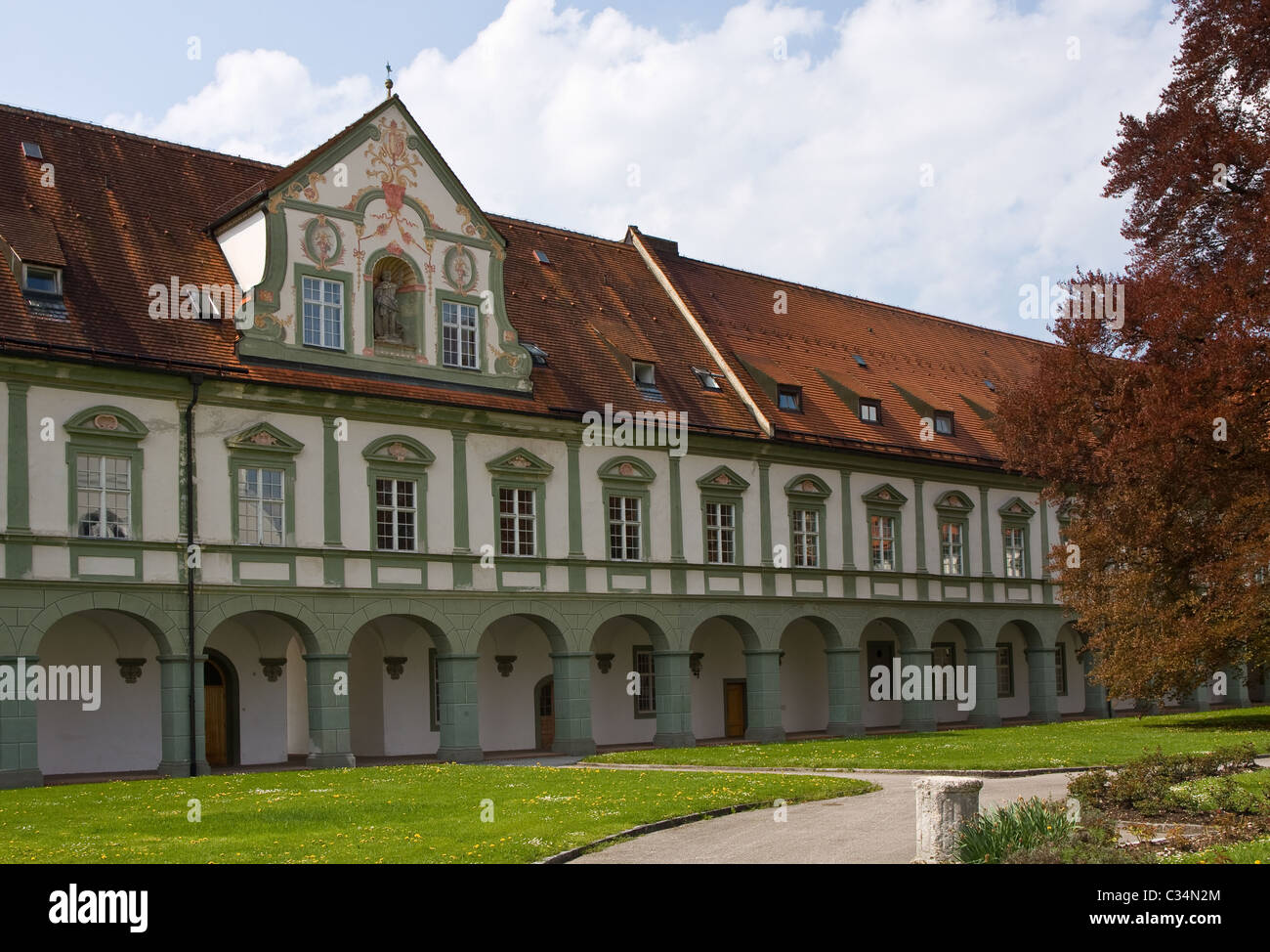 Atrium des Klosters Benediktbeuern / Bayern, Deutschland, Europa Stockfoto